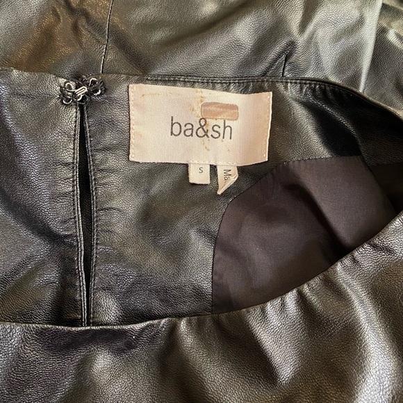 ba&sh Sae Faux Leather Mini Dress 3/4 Sleeves in Black Size Small - Picture 8 of 10